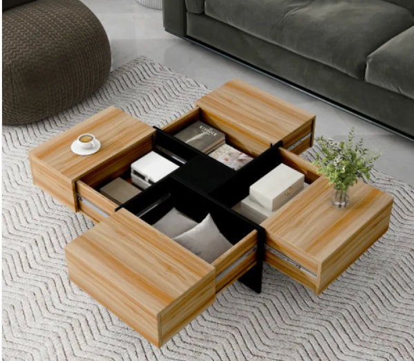 Modern Wooden Storage Coffee Table - Image 4