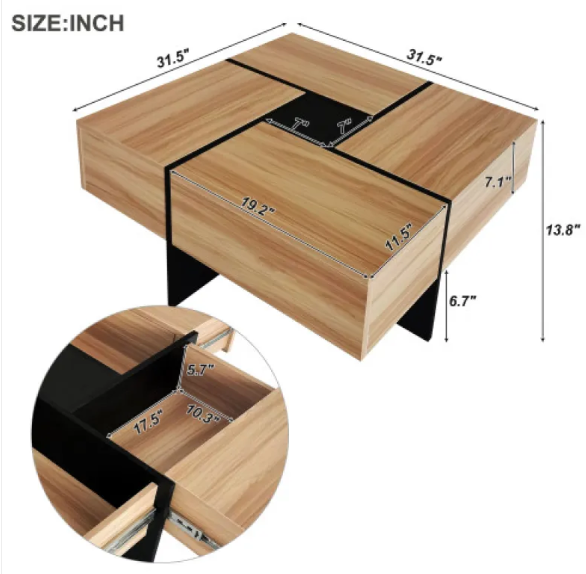 Modern Wooden Storage Coffee Table - Image 3